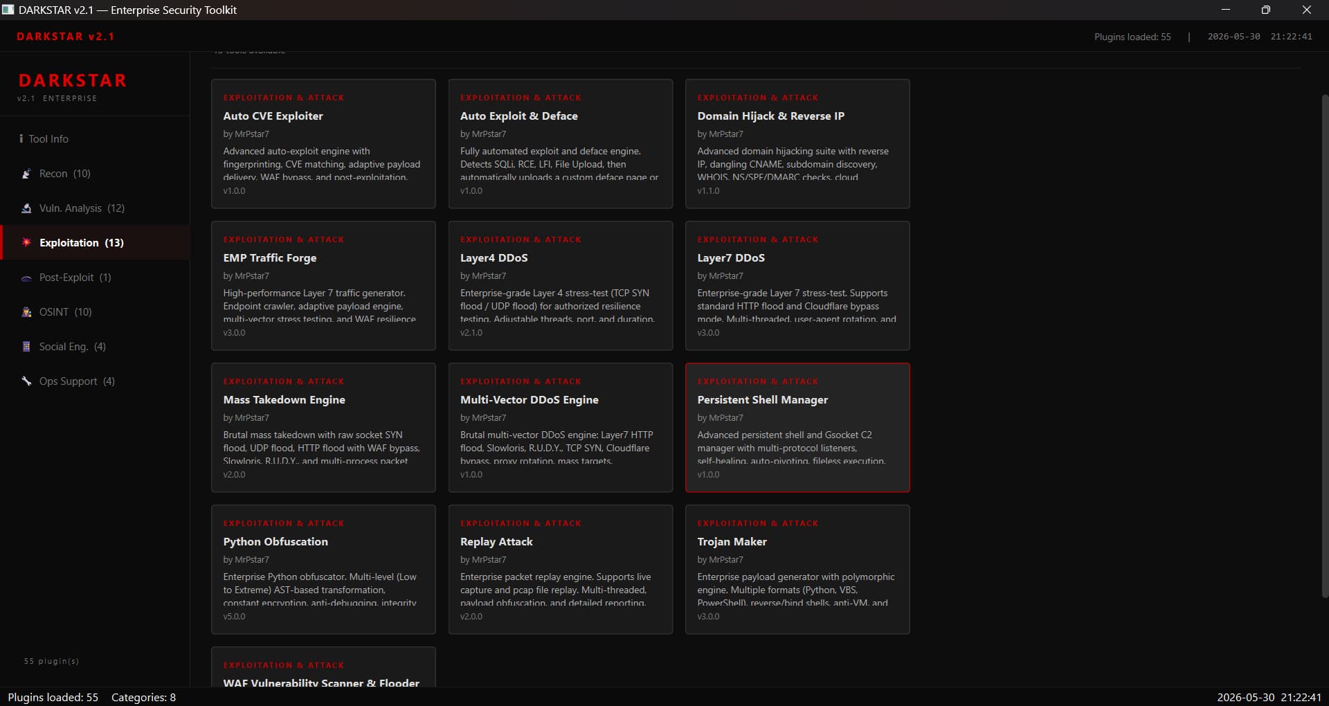 DarkStar Tools — product interface